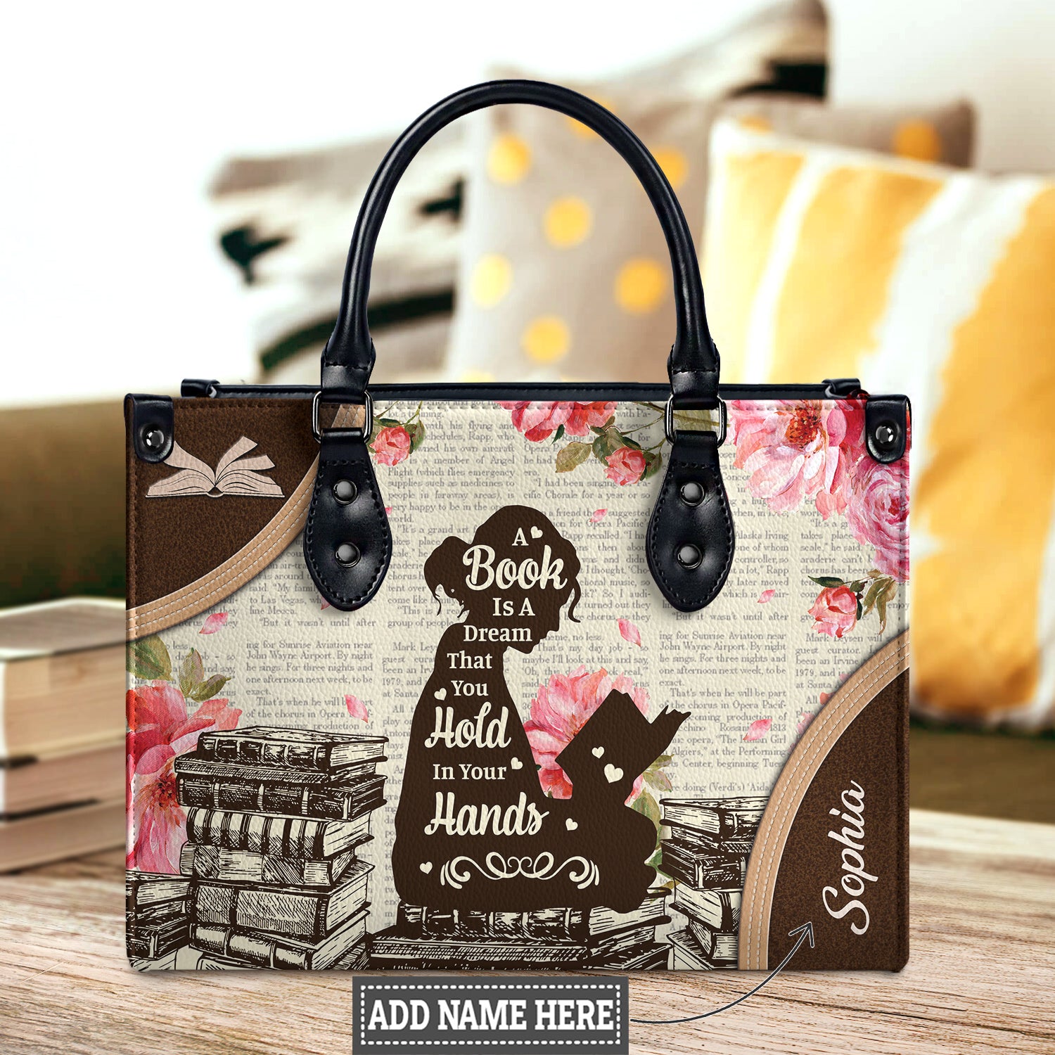 Black Interior -  A Book Is A Dream That You Hold In Your Hands NQAY1702002A Leather Bag