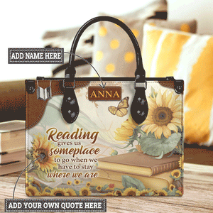 Black Interior -  Custom Quote Sunflower HTRZ29072526MN Leather Bag