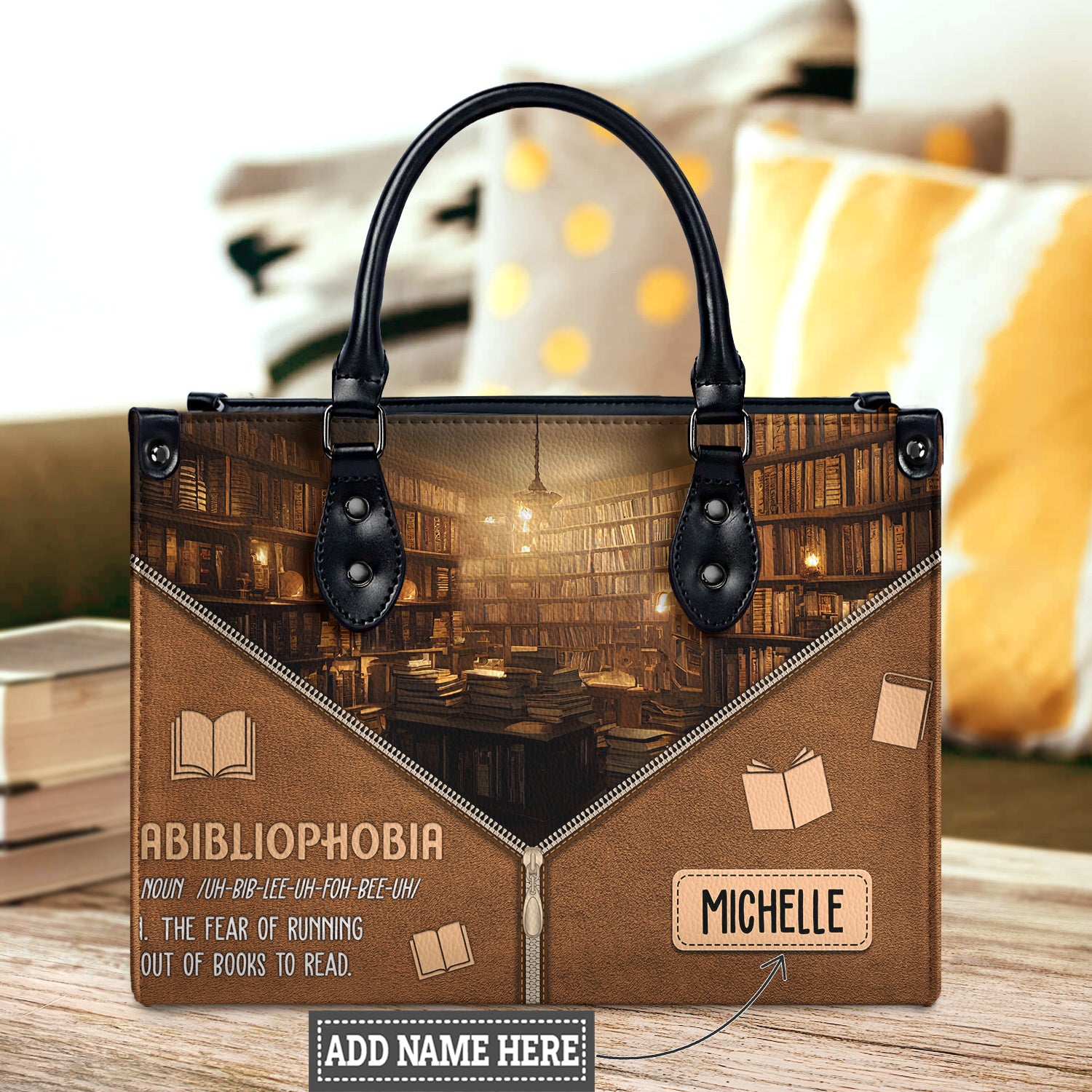 Black Interior -  Abibliophobia Noun HHRZ03083226AI Leather Bag