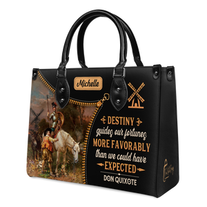 Black Interior -  Destiny Guides Our Fortunes More Favorably Than We Could Have Expected DNRZ0903002A Leather Bag
