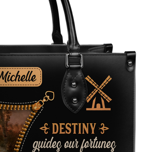 Black Interior -  Destiny Guides Our Fortunes More Favorably Than We Could Have Expected DNRZ0903002A Leather Bag