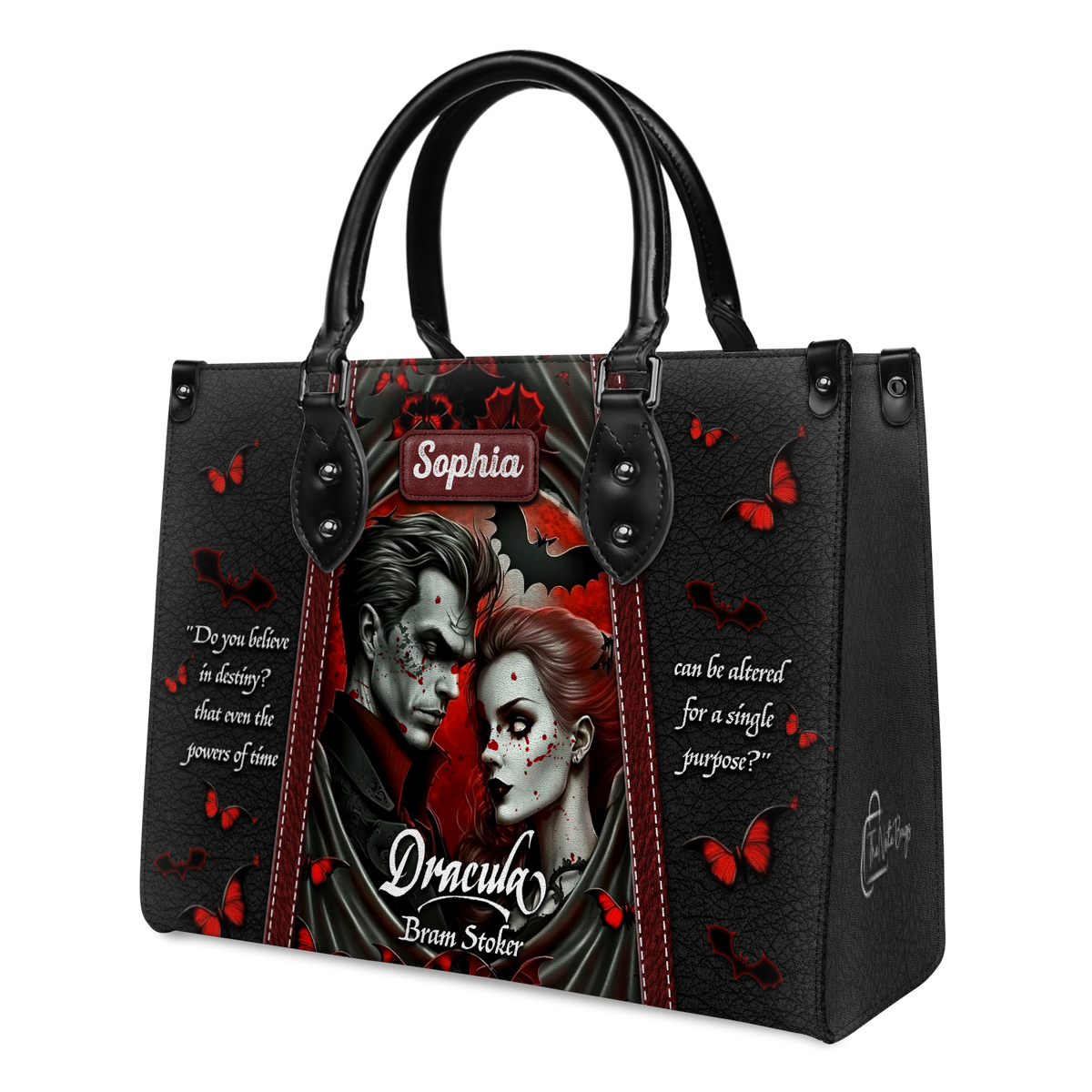 Black Interior -  Dracula Bram Stoker Do You Believe In Destiny TTLZ1902004A Leather Bag