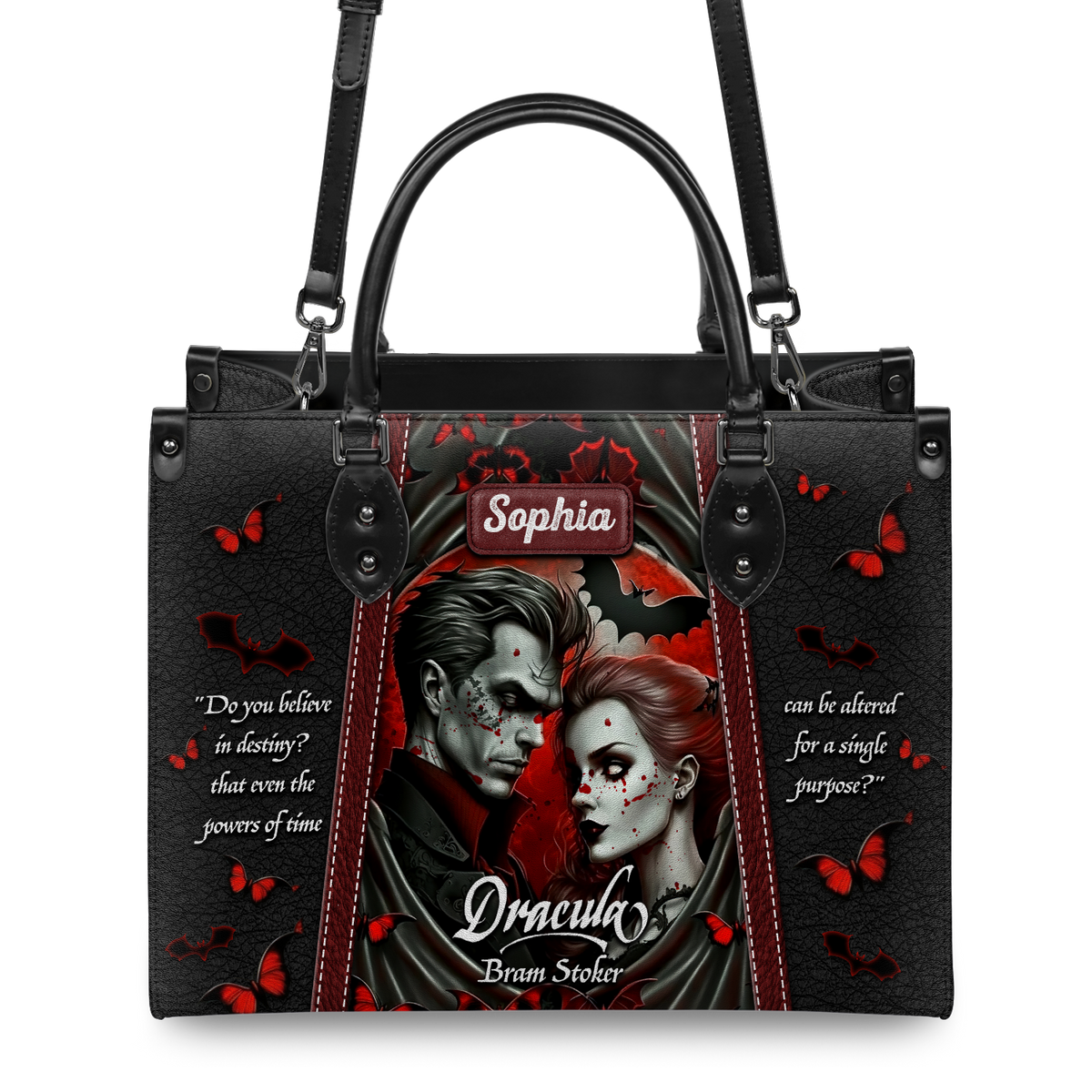 Black Interior -  Dracula Bram Stoker Do You Believe In Destiny TTLZ1902004A Leather Bag