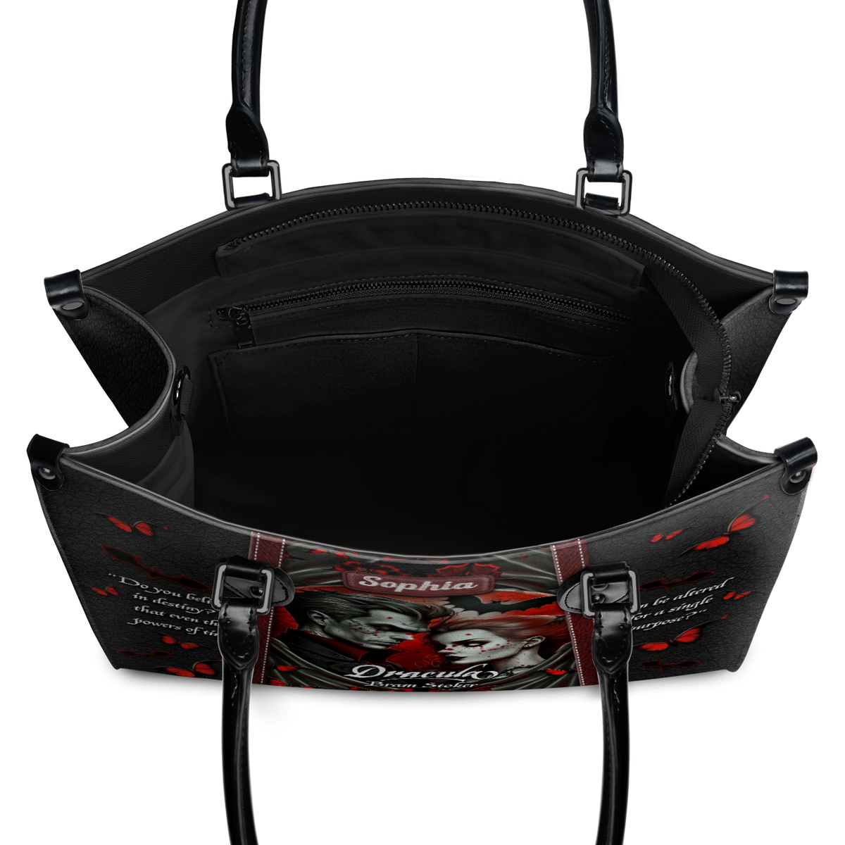 Black Interior -  Dracula Bram Stoker Do You Believe In Destiny TTLZ1902004A Leather Bag