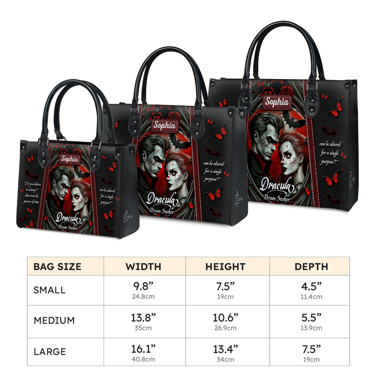 Black Interior -  Dracula Bram Stoker Do You Believe In Destiny TTLZ1902004A Leather Bag