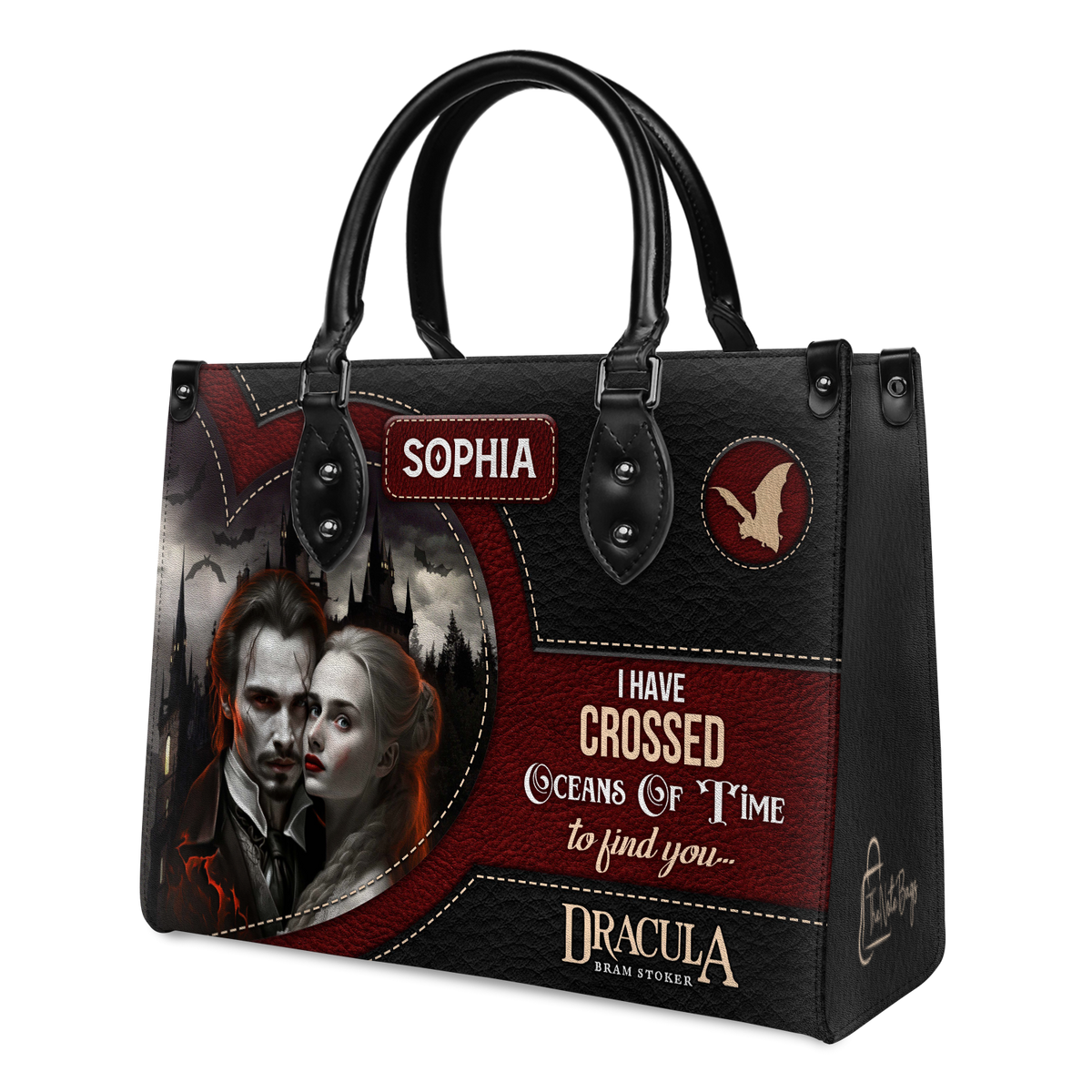 Black Interior -  Dracula Bram Stoker I Have Crossed Oceans Of Time To Find You TTLZ1802006A Leather Bag
