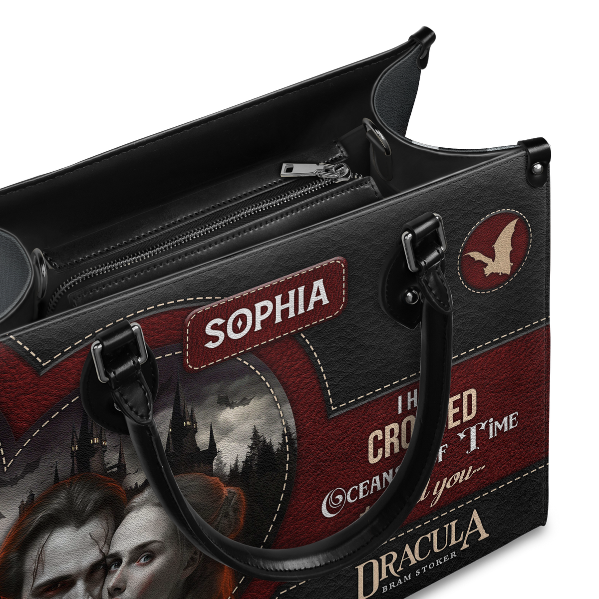 Black Interior -  Dracula Bram Stoker I Have Crossed Oceans Of Time To Find You TTLZ1802006A Leather Bag
