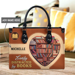 Black Interior -  Easily Distracted By Books HHAY1802004A Leather Bag