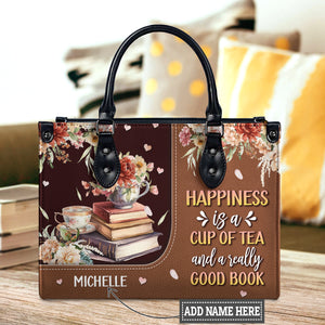 Black Interior -  Happiness Is A Cup Of Tea And A Really Good Book HTRZ20119150MI Leather Bag