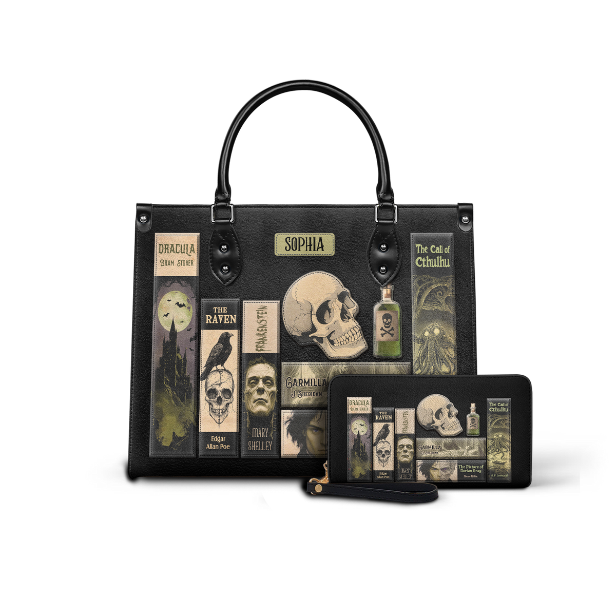 Black Interior -  Horror Books HHRZ25109132CA Leather Bag