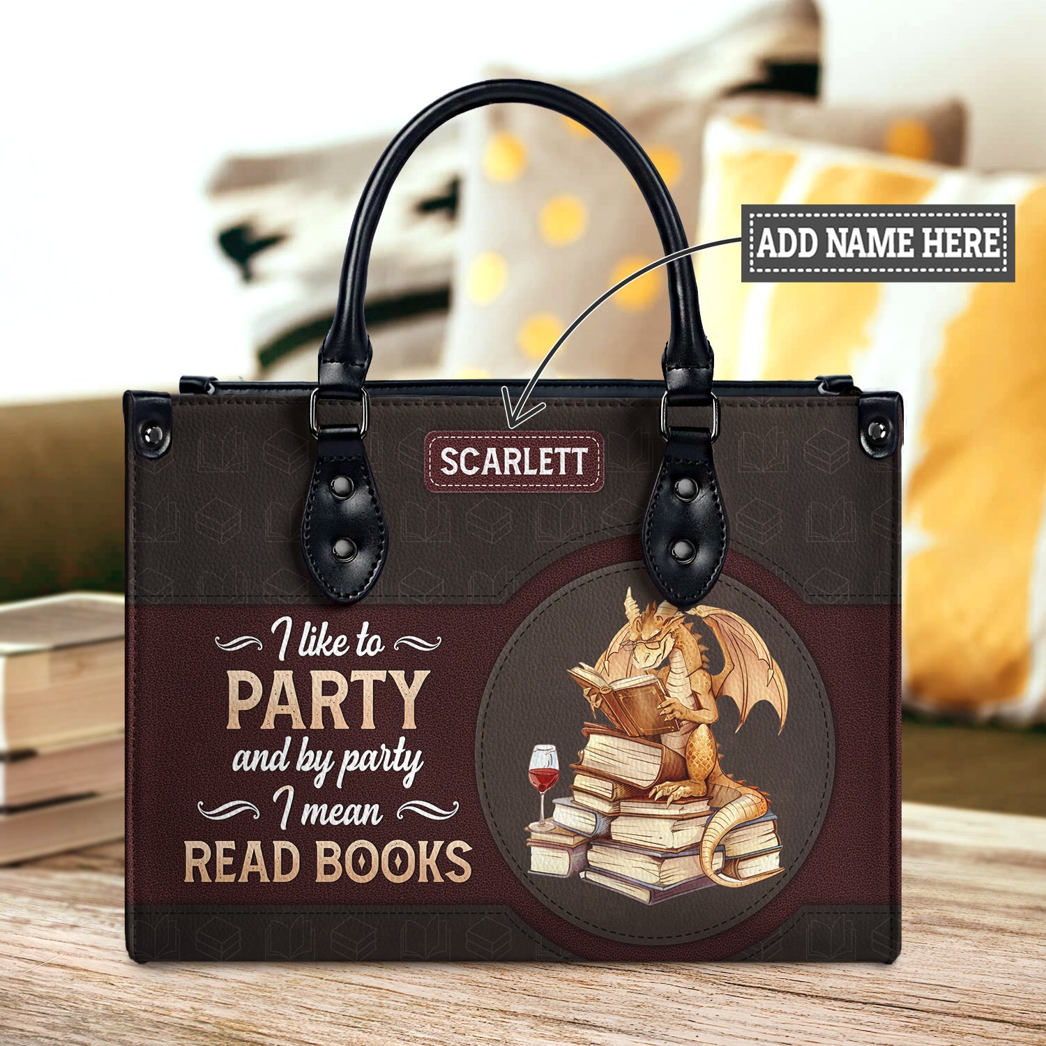 Black Interior -  I Like To Party And By Party I Mean Read Books HTRZ02042282UT Leather Bag