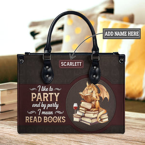 Black Interior -  I Like To Party And By Party I Mean Read Books HTRZ02042282UT Leather Bag