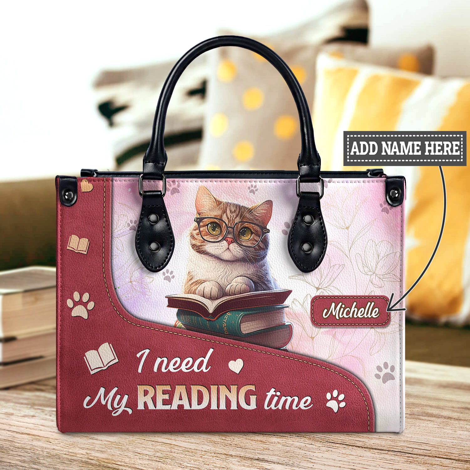 Black Interior -  I Need My Reading Time DNRZ1802002A Leather Bag