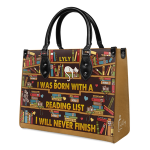 Black Interior -  I Was Born With A Reading List I Will Never Finish HHRZ1902001A Leather Bag