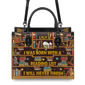 Black Interior -  I Was Born With A Reading List I Will Never Finish HHRZ1902001A Leather Bag