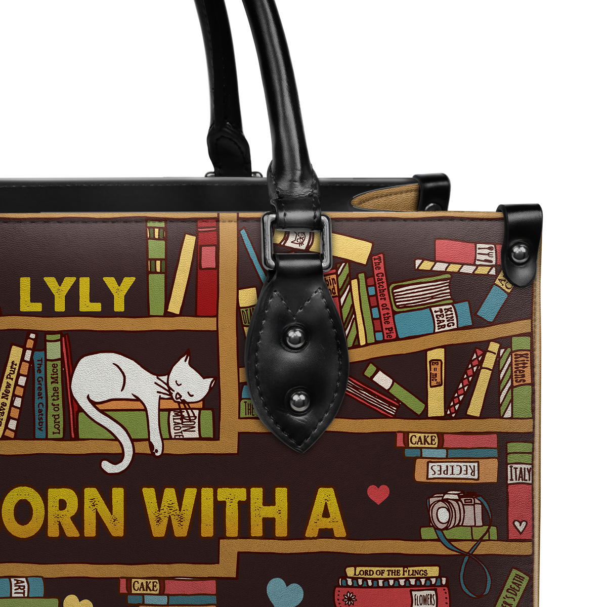 Black Interior -  I Was Born With A Reading List I Will Never Finish HHRZ1902001A Leather Bag