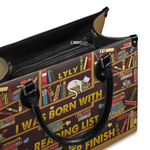 Black Interior -  I Was Born With A Reading List I Will Never Finish HHRZ1902001A Leather Bag