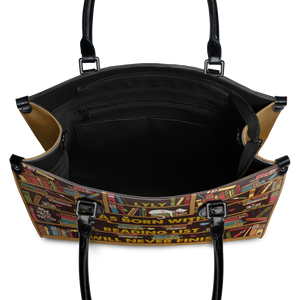 Black Interior -  I Was Born With A Reading List I Will Never Finish HHRZ1902001A Leather Bag