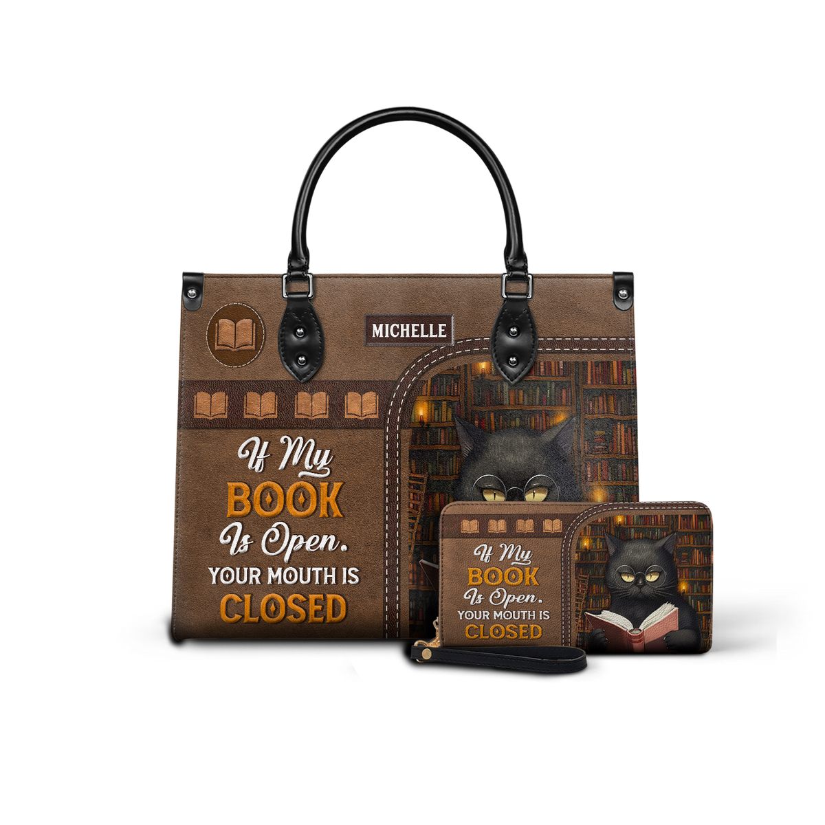 Black Interior -  If My Book Is Open Your Mouth Is Closed HHAY1702004A Leather Bag