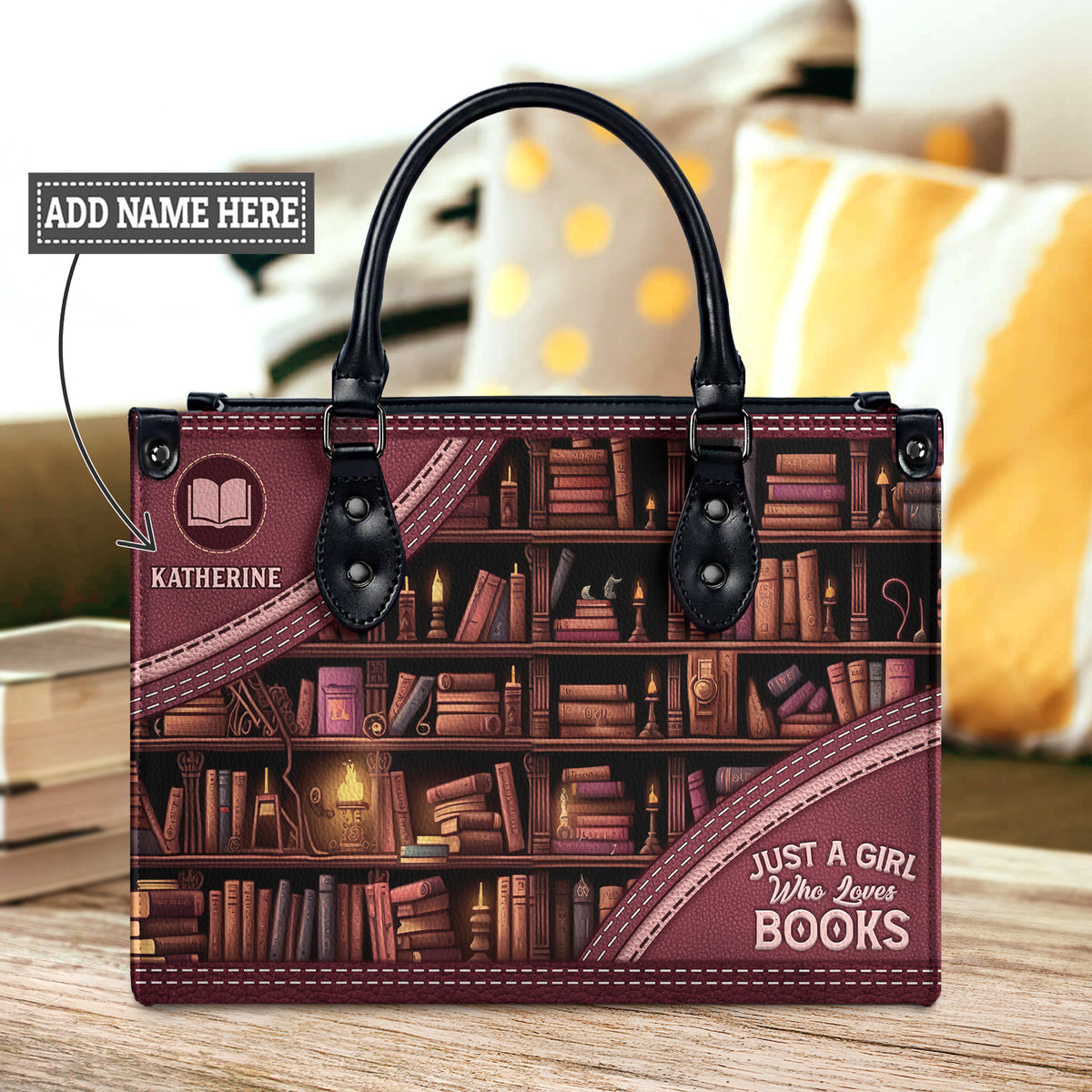 Black Interior -  Just A Girl Who Loves Books HHAY1702003A Leather Bag