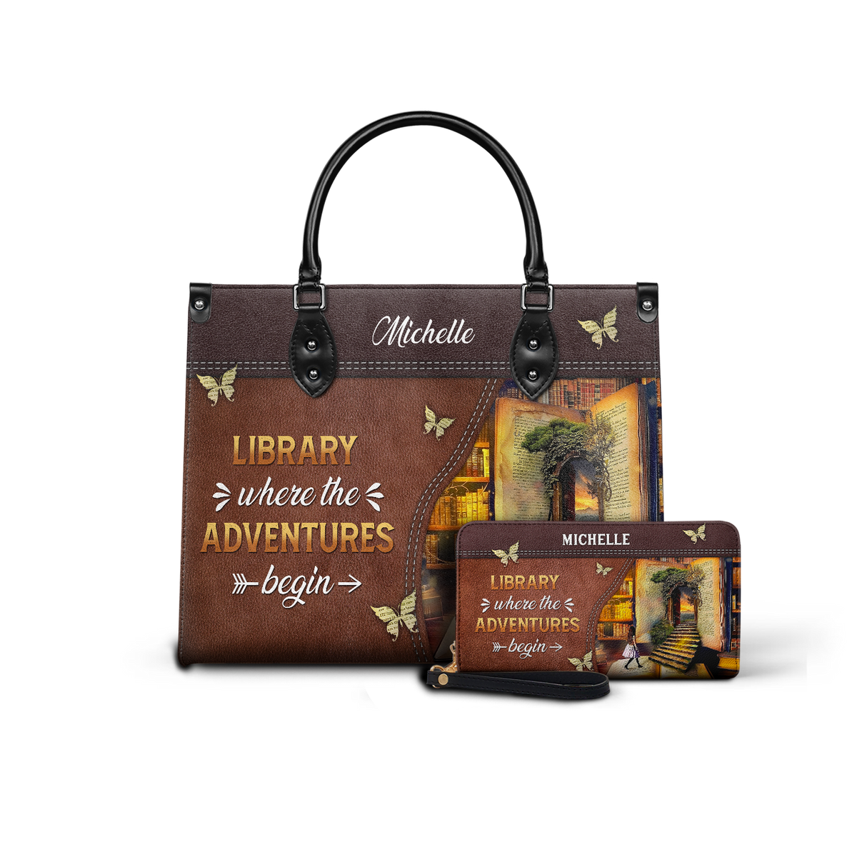 Black Interior -  Library Where The Adventures Begin HTRZ02040250UA Leather Bag
