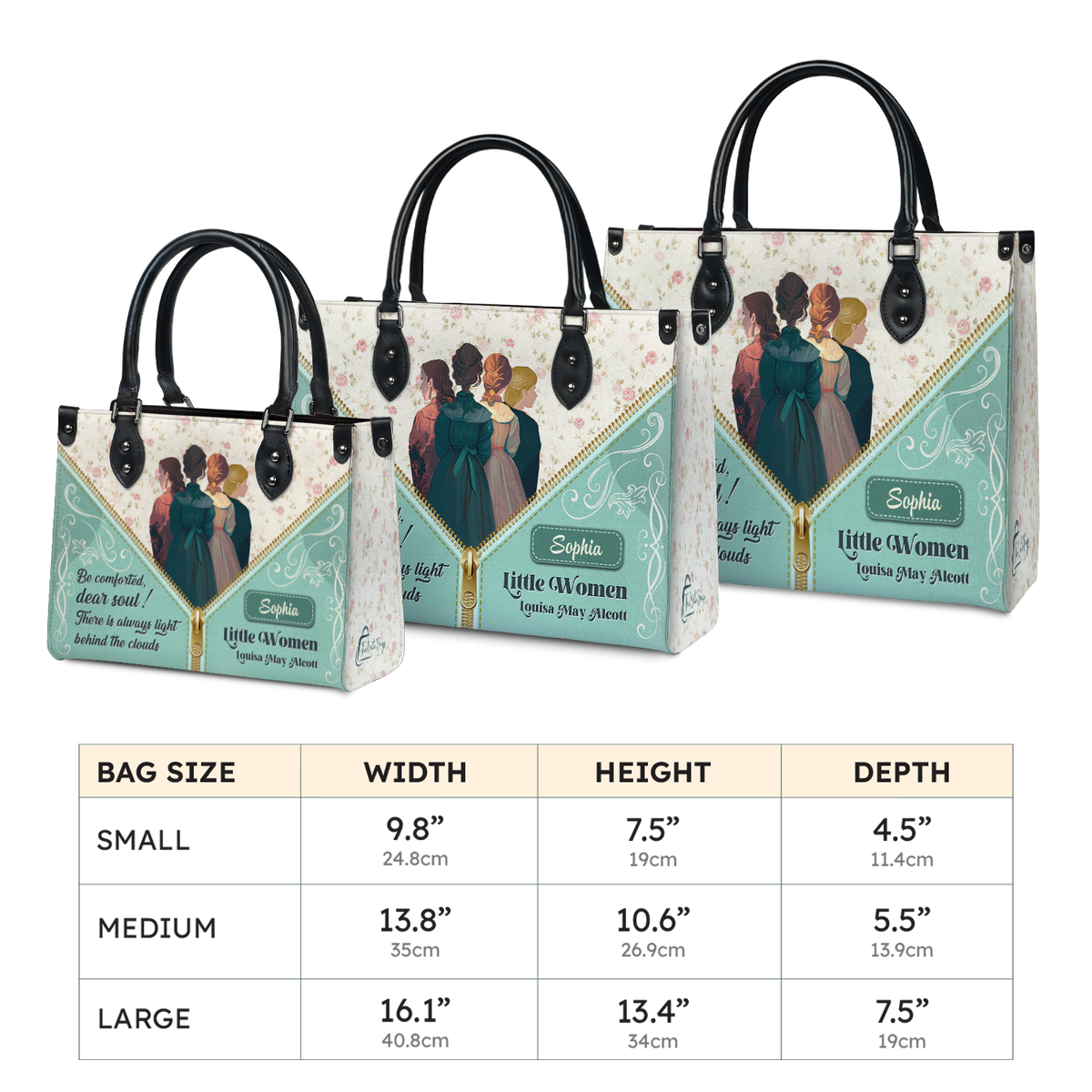 Black Interior -  Little Women Be Comforted Dear Soul NNRZ2102004A Leather Bag