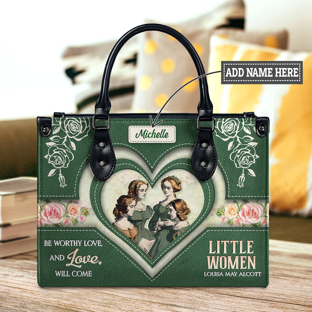 Black Interior -  Little Women Be Worthy Love And Love Will Come DNRZ2102001A Leather Bag