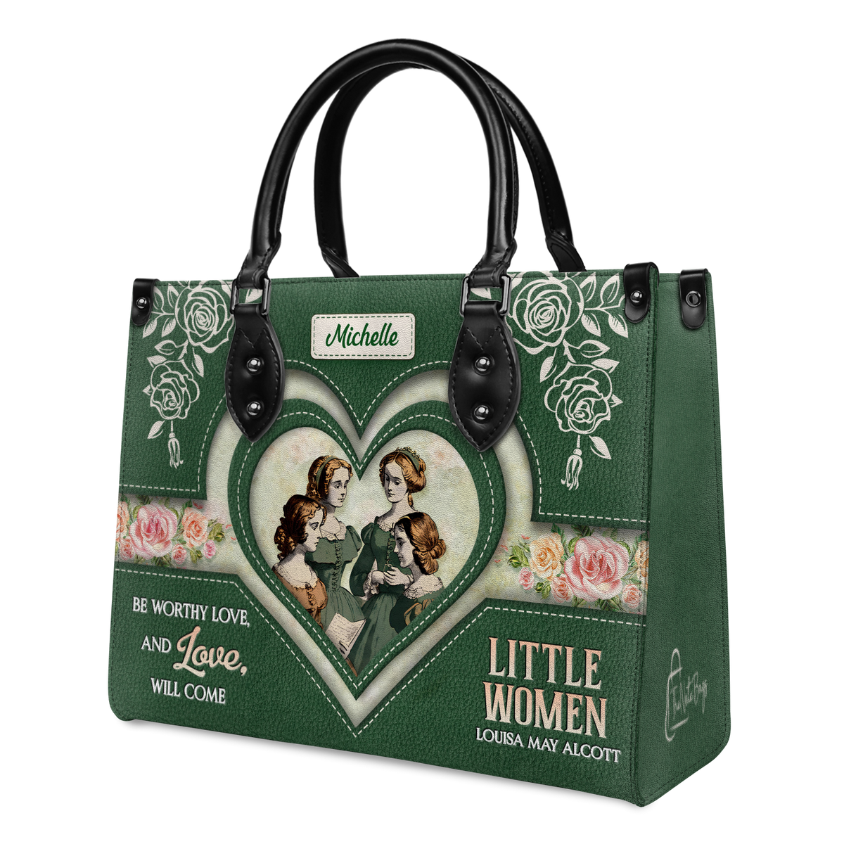 Black Interior -  Little Women Be Worthy Love And Love Will Come DNRZ2102001A Leather Bag