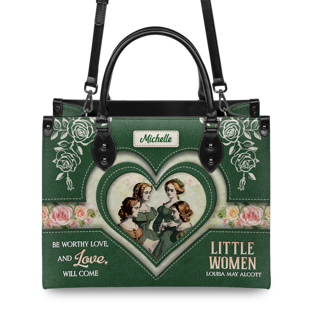 Black Interior -  Little Women Be Worthy Love And Love Will Come DNRZ2102001A Leather Bag