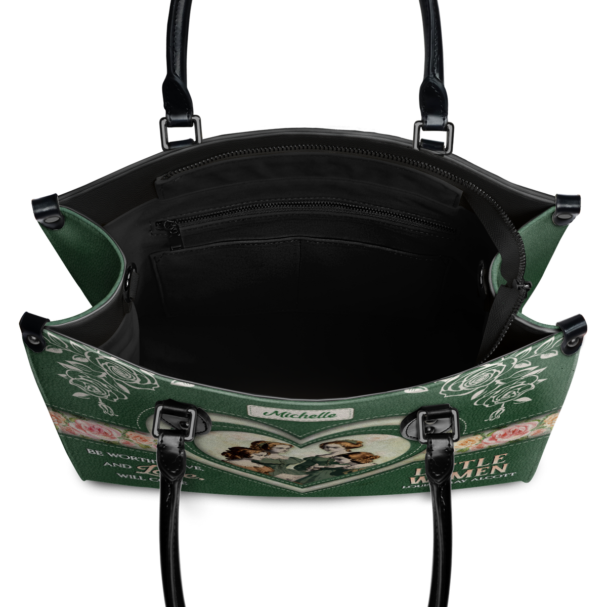 Black Interior -  Little Women Be Worthy Love And Love Will Come DNRZ2102001A Leather Bag