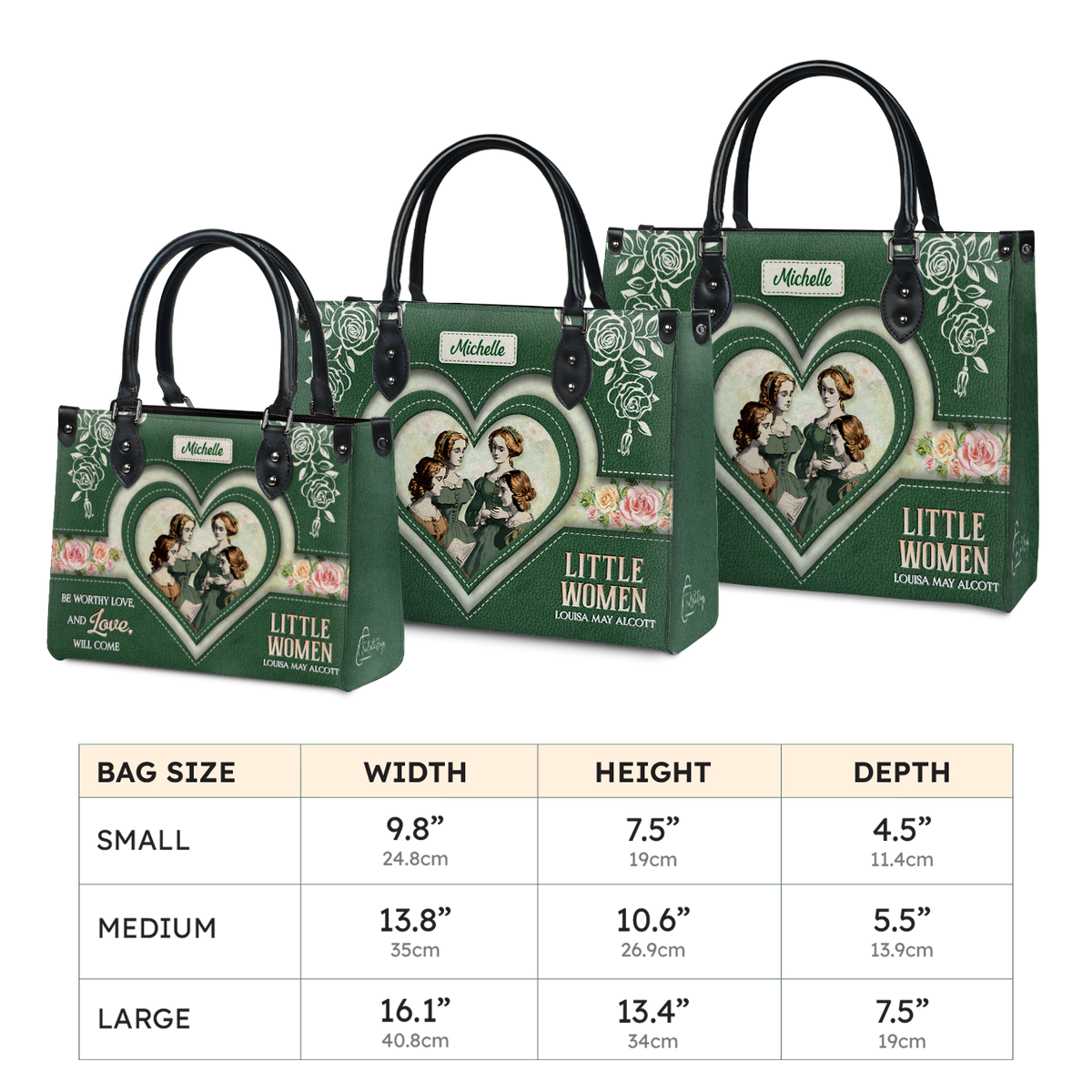Black Interior -  Little Women Be Worthy Love And Love Will Come DNRZ2102001A Leather Bag