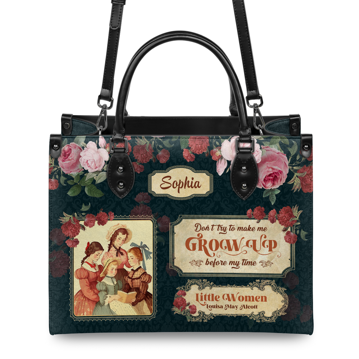 Black Interior -  Little Women Dont Try To Make Me Grow Up Before My Time NNRZ2102002A Leather Bag