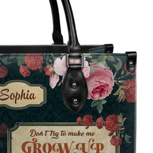 Black Interior -  Little Women Dont Try To Make Me Grow Up Before My Time NNRZ2102002A Leather Bag