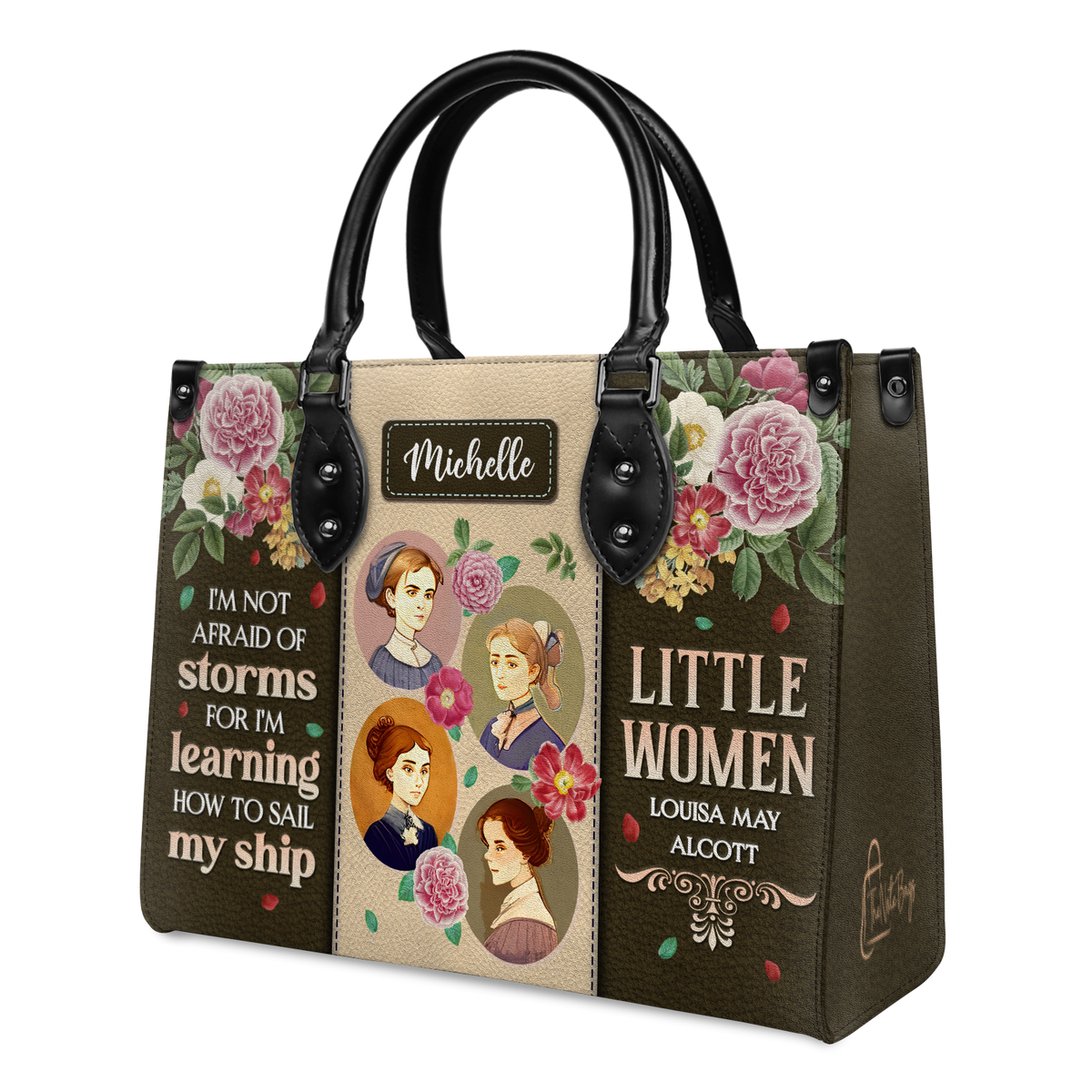 Black Interior -  Little Women Im Not Afraid Of Storms DNRZ2102002A Leather Bag