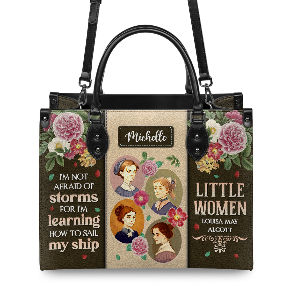 Black Interior -  Little Women Im Not Afraid Of Storms DNRZ2102002A Leather Bag