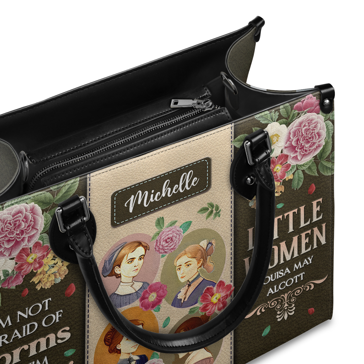 Black Interior -  Little Women Im Not Afraid Of Storms DNRZ2102002A Leather Bag