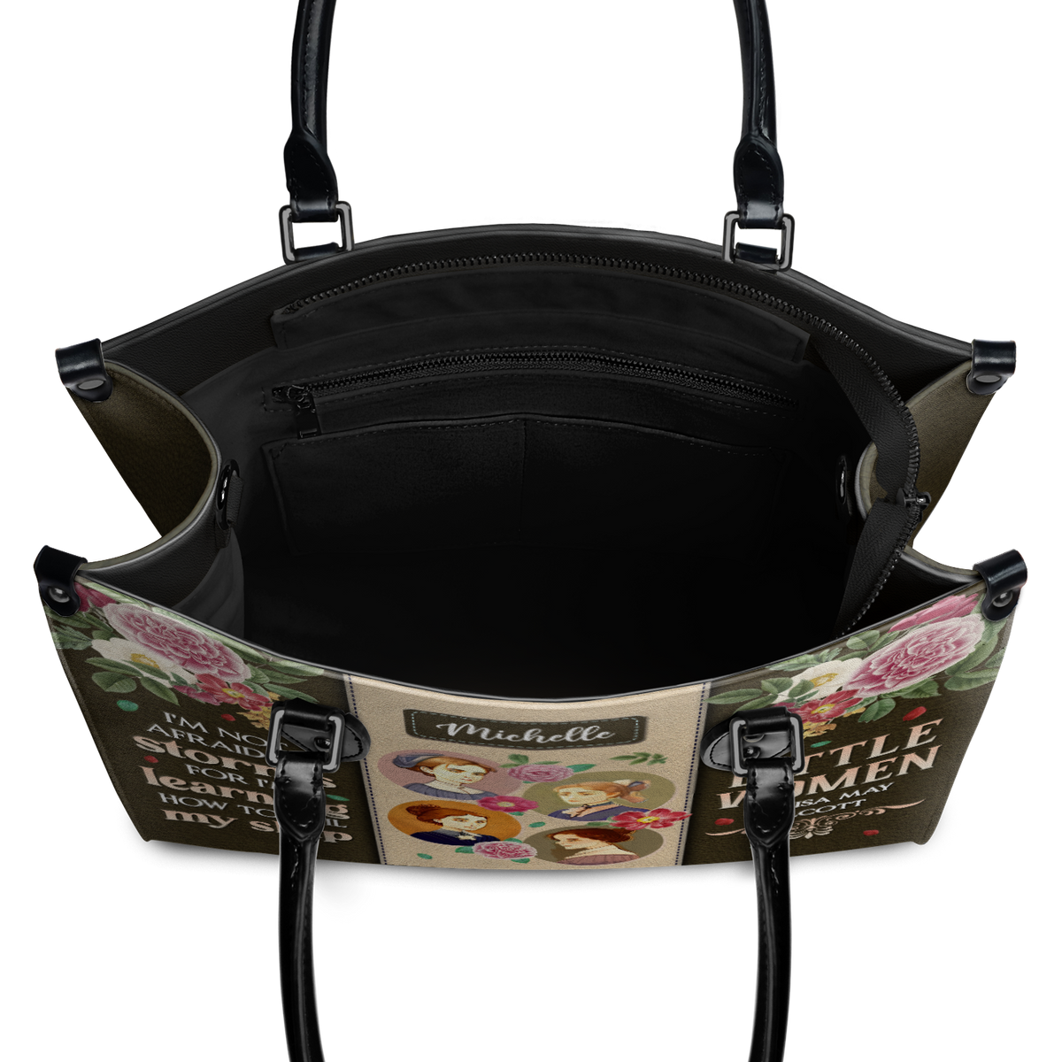Black Interior -  Little Women Im Not Afraid Of Storms DNRZ2102002A Leather Bag