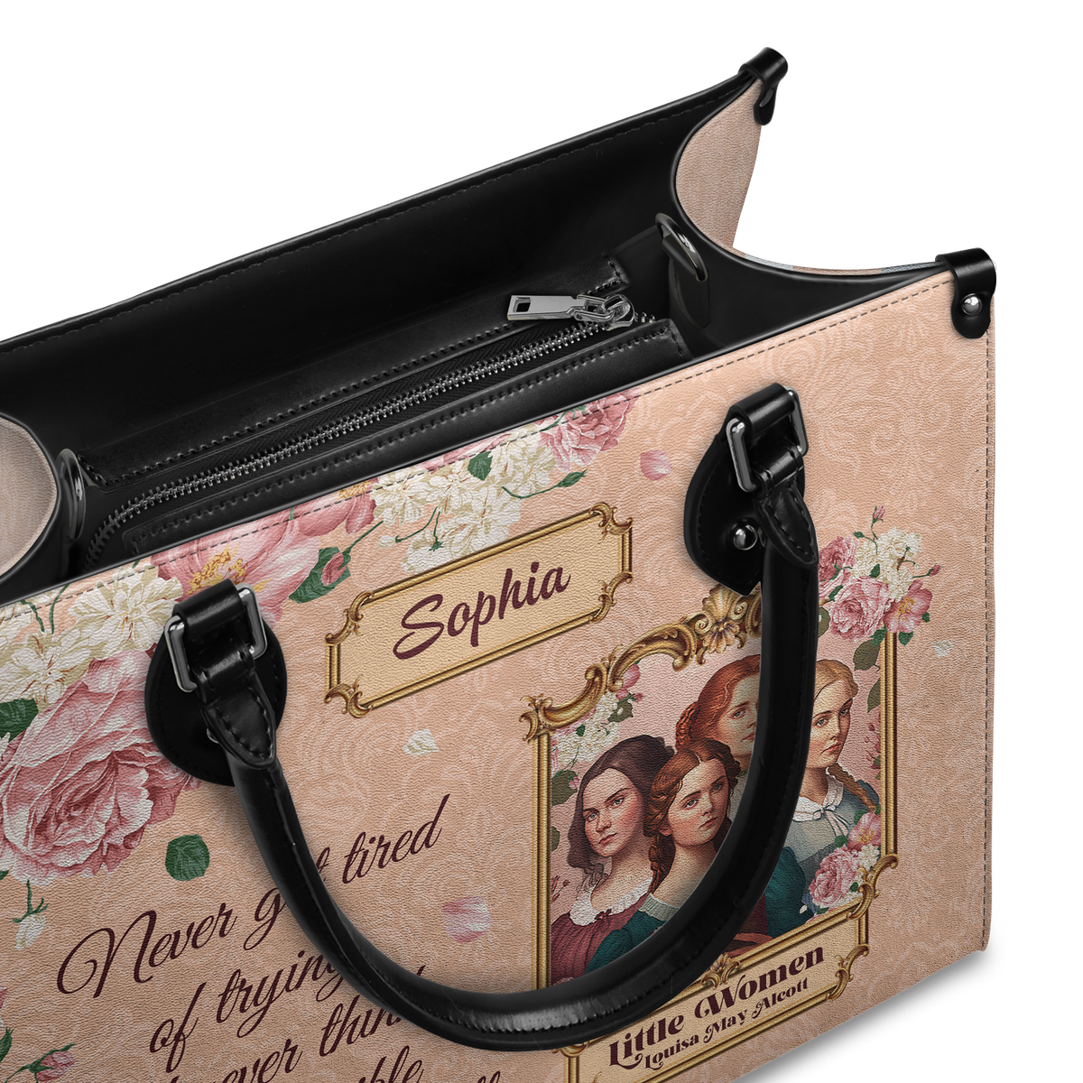 Black Interior -  Little Women Never Get Tired Of Trying NNRZ2102003A Leather Bag