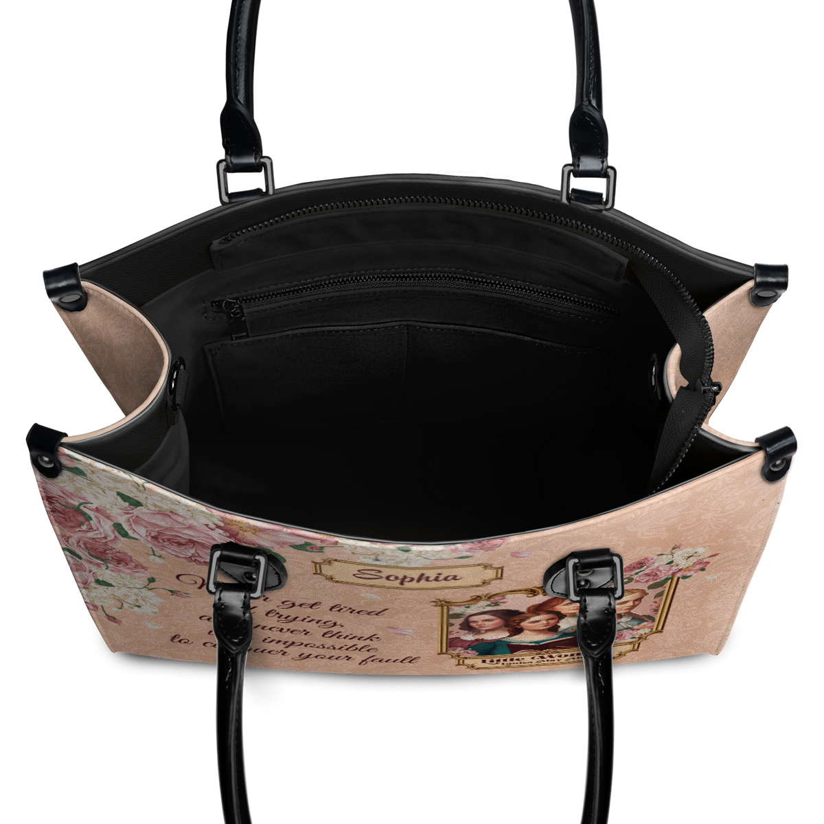 Black Interior -  Little Women Never Get Tired Of Trying NNRZ2102003A Leather Bag