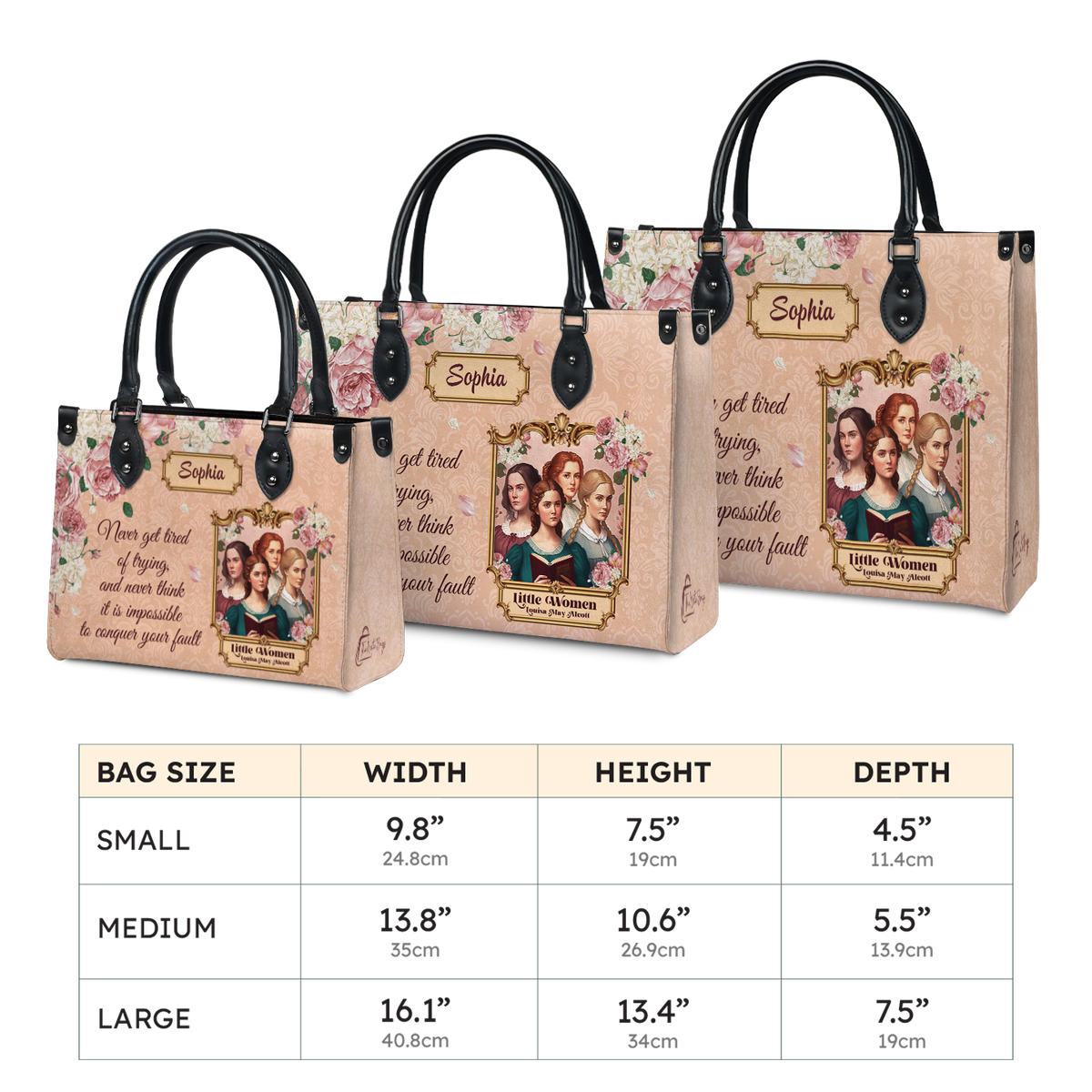 Black Interior -  Little Women Never Get Tired Of Trying NNRZ2102003A Leather Bag