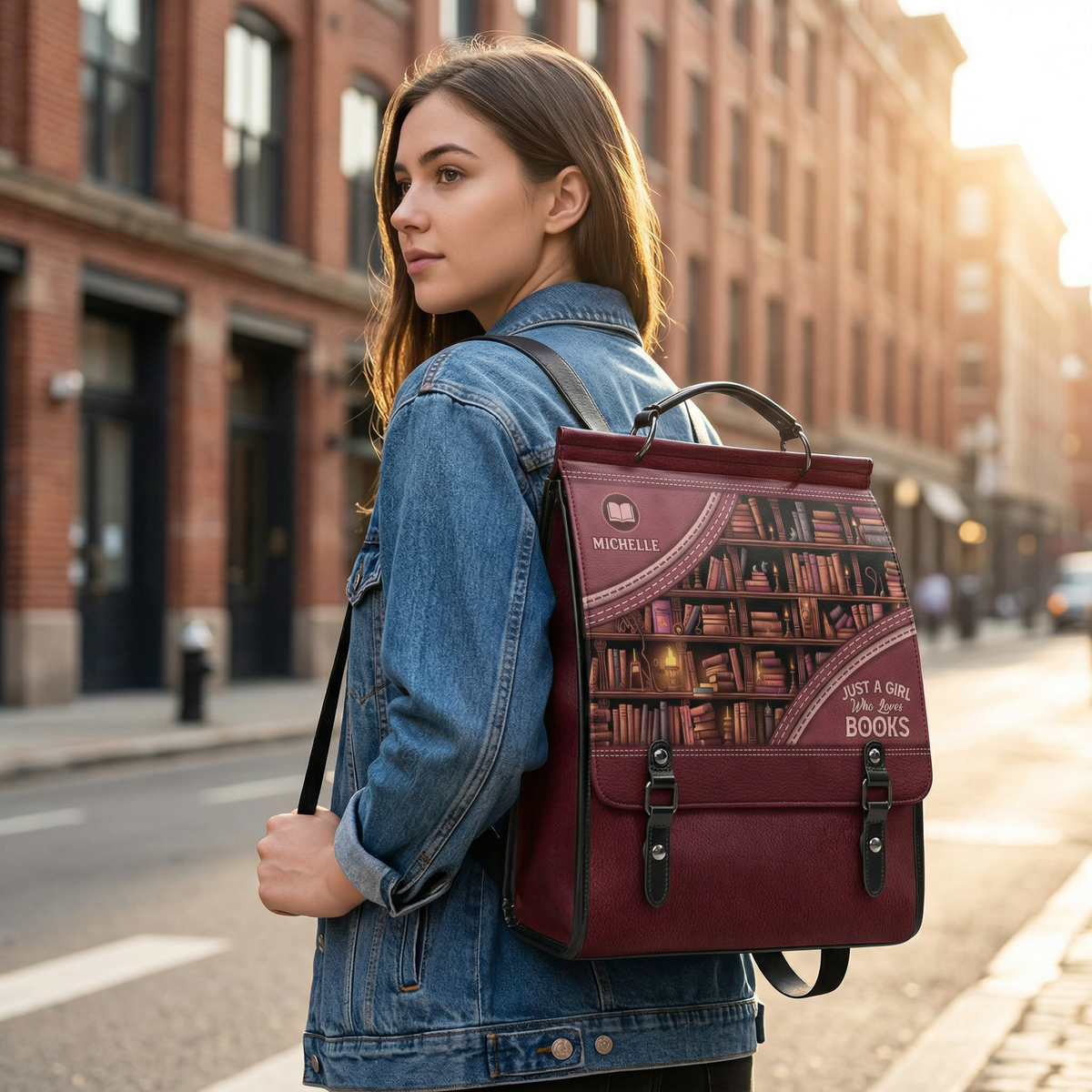 Just A Girl Who Loves Books NNRZ12018162TG Leather Backpack