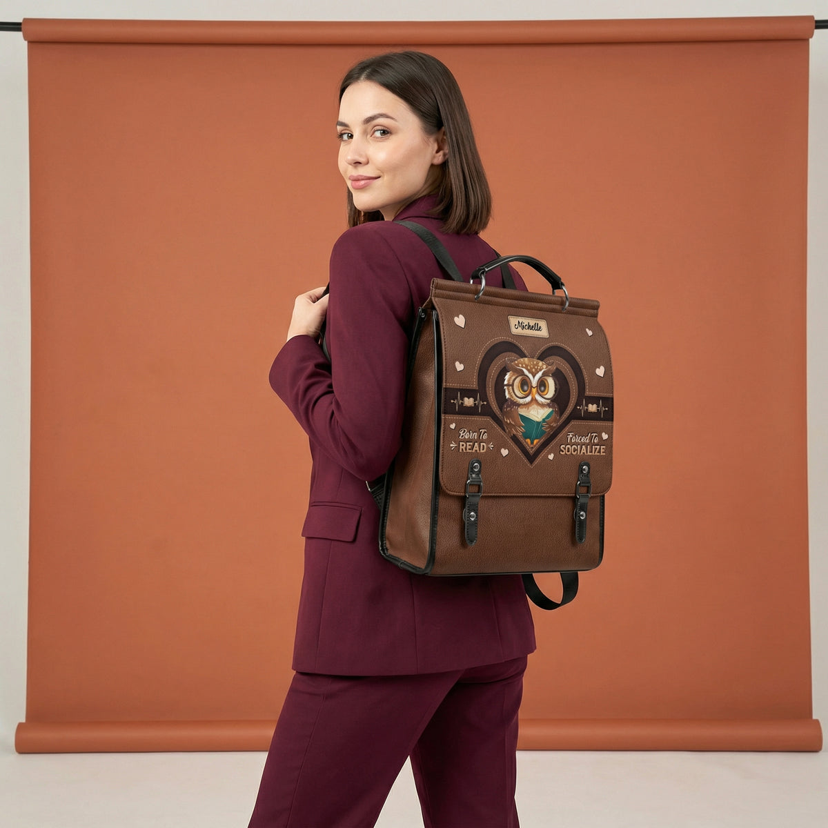 Born To Read Forced To Socialize NNRZ12010944EM Leather Backpack