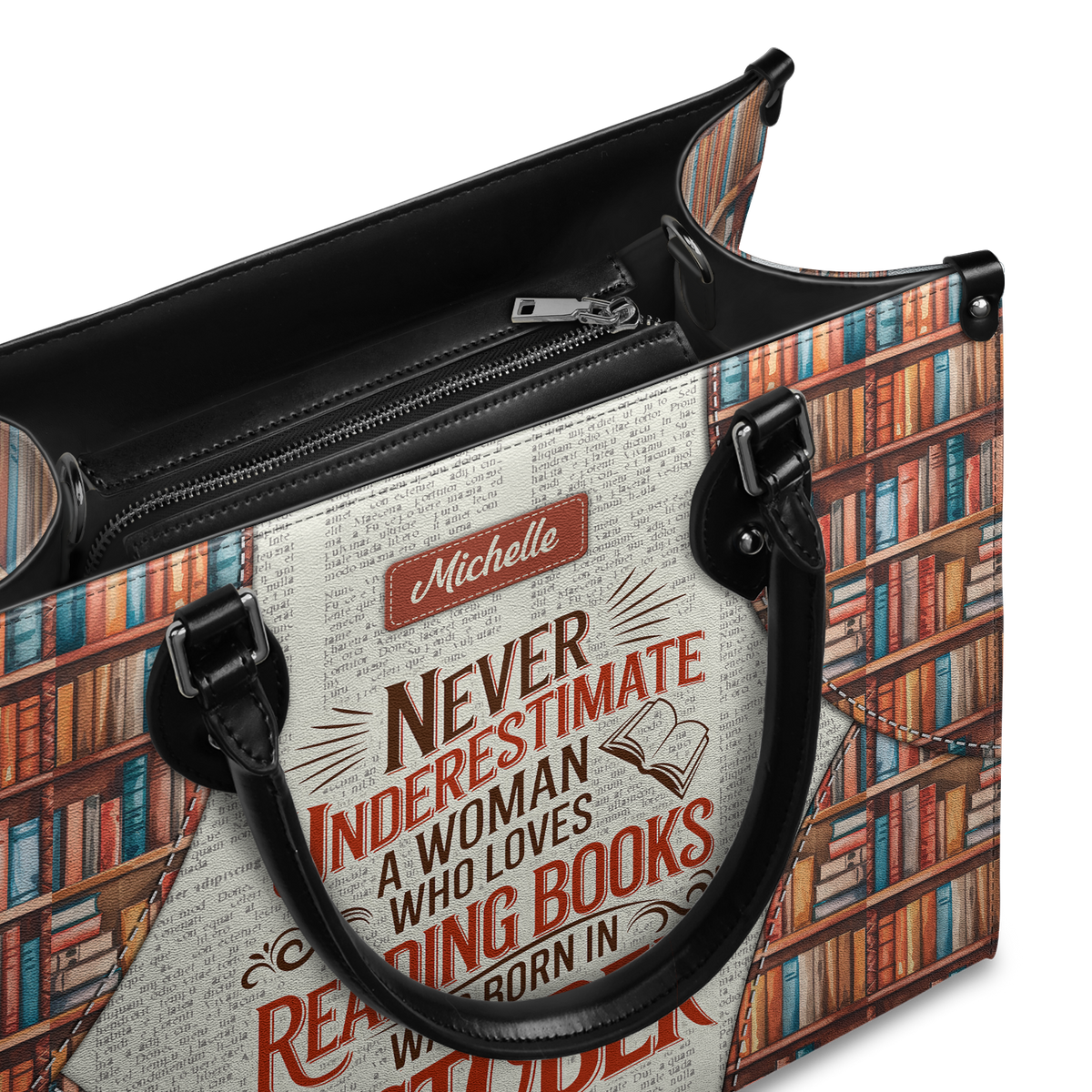 Black Interior -  Never Underestimate A Woman Who Loves Reading Was Born In HHRZ26103980NJ Leather Bag