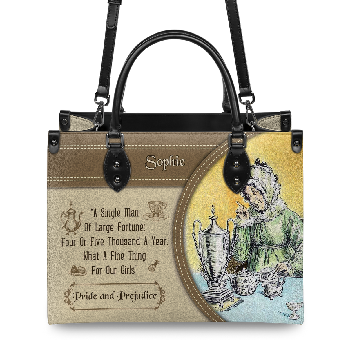 Black Interior -  Pride And Prejudice A Single Man Of Large Fortune Four Or Five Thousand A Year What A Fine Thing For Our Girls NQAY1003001A Leather Bag