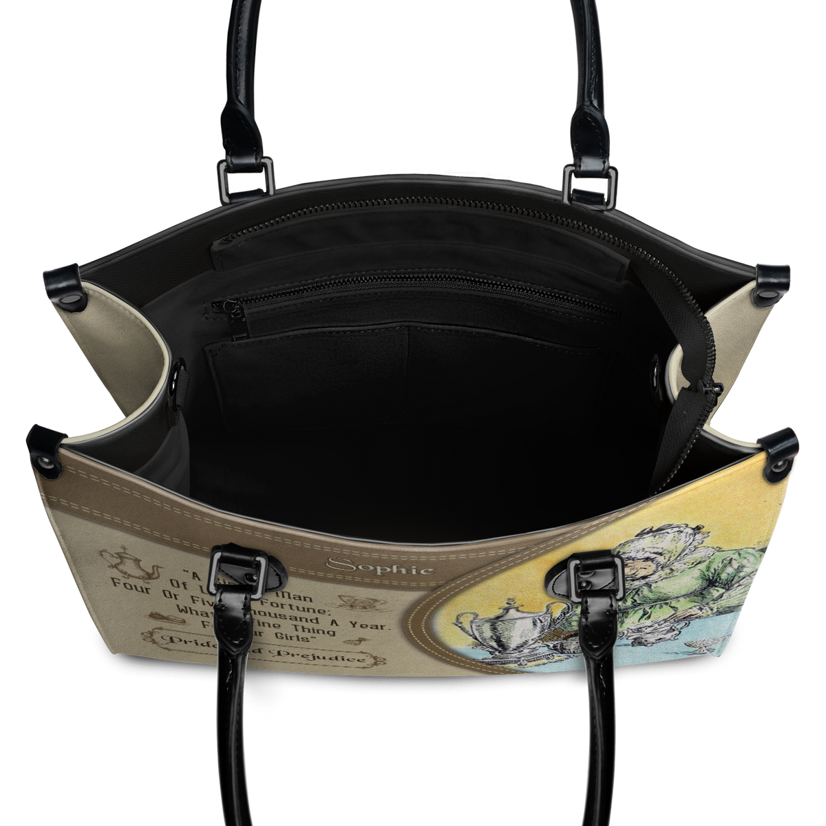 Black Interior -  Pride And Prejudice A Single Man Of Large Fortune Four Or Five Thousand A Year What A Fine Thing For Our Girls NQAY1003001A Leather Bag