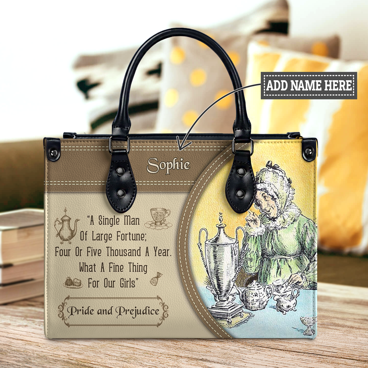 Black Interior -  Pride And Prejudice A Single Man Of Large Fortune Four Or Five Thousand A Year What A Fine Thing For Our Girls NQAY1003001A Leather Bag