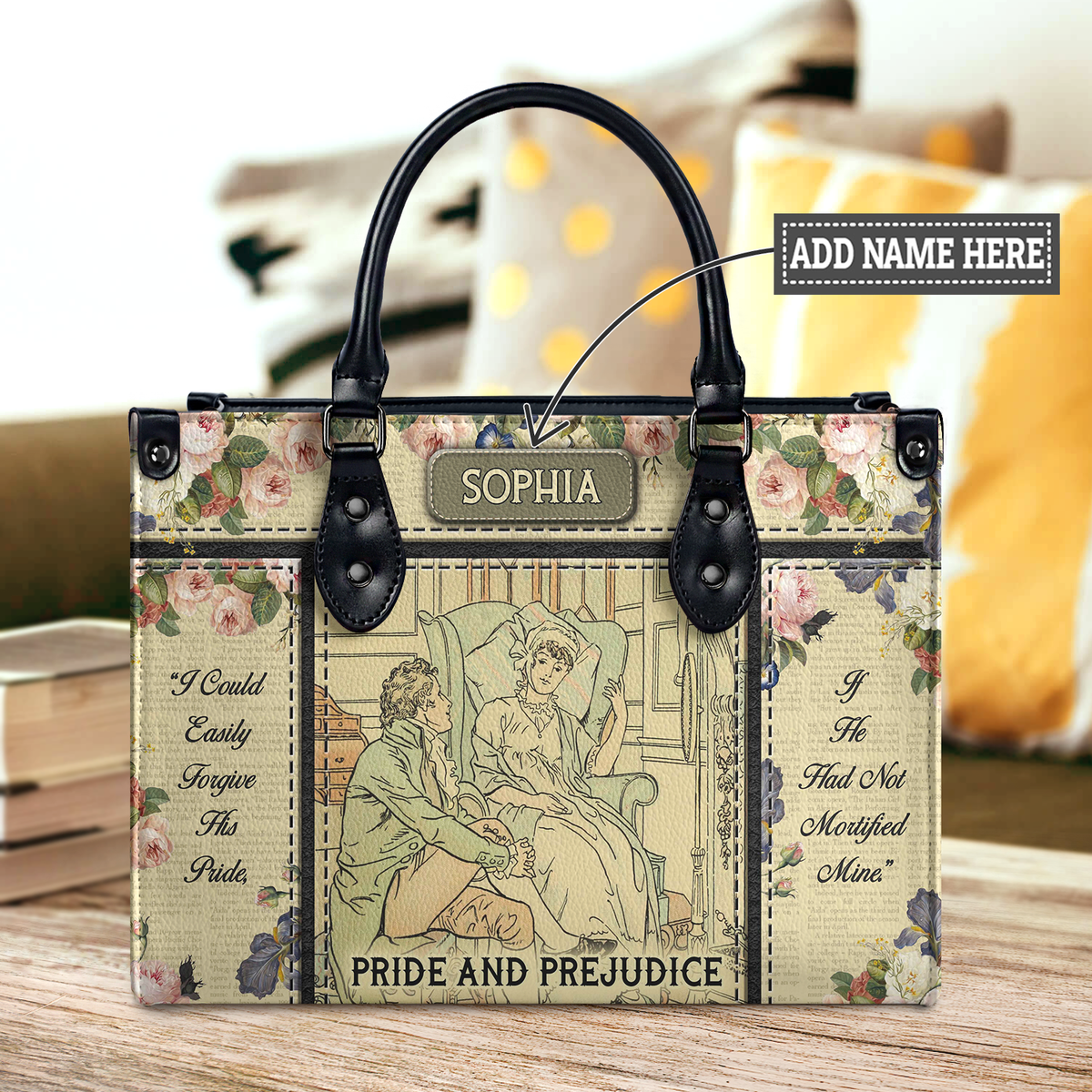 Black Interior -  Pride And Prejudice I Could Easily Forgive His Pride NQAY0903004A Leather Bag