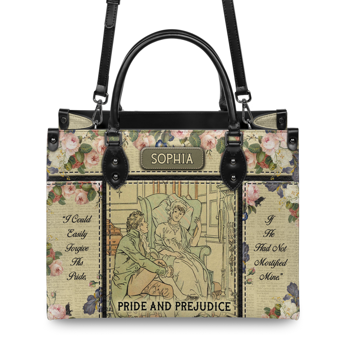 Black Interior -  Pride And Prejudice I Could Easily Forgive His Pride NQAY0903004A Leather Bag