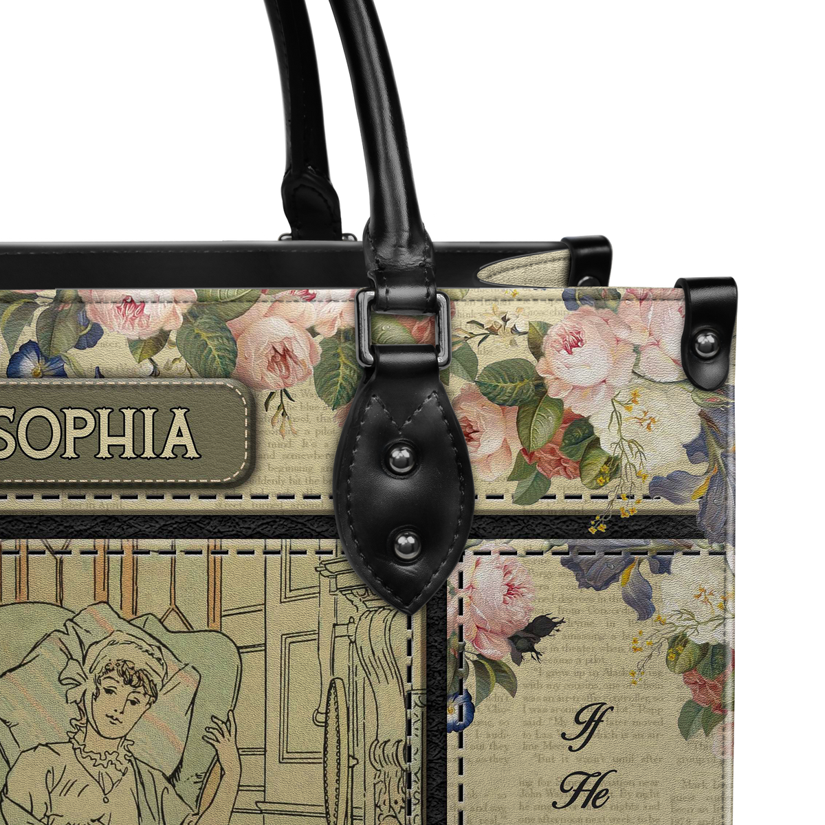 Black Interior -  Pride And Prejudice I Could Easily Forgive His Pride NQAY0903004A Leather Bag