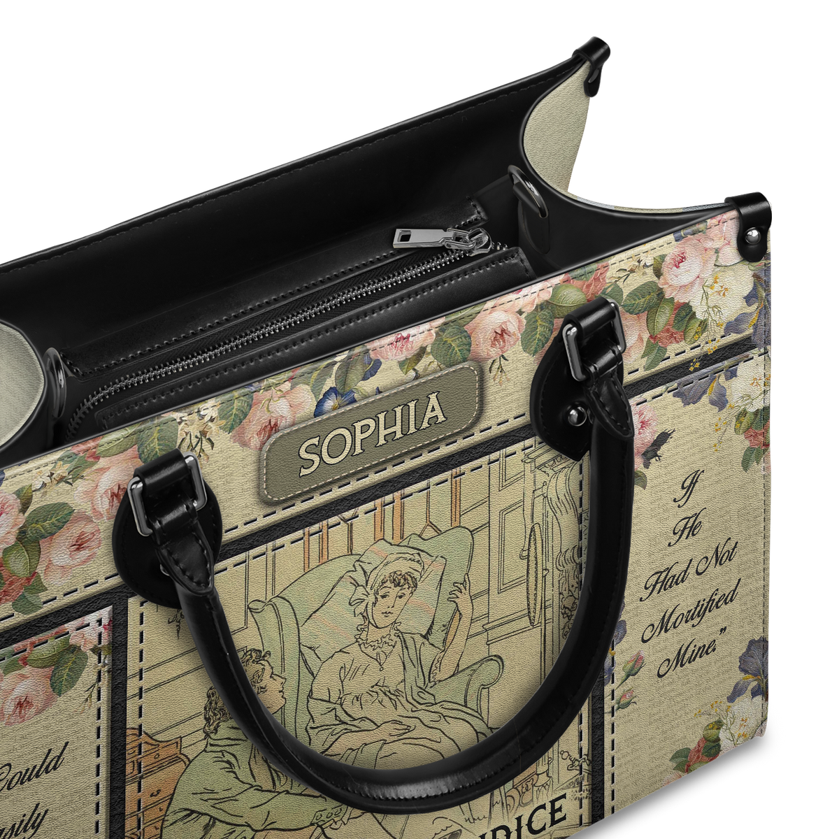 Black Interior -  Pride And Prejudice I Could Easily Forgive His Pride NQAY0903004A Leather Bag